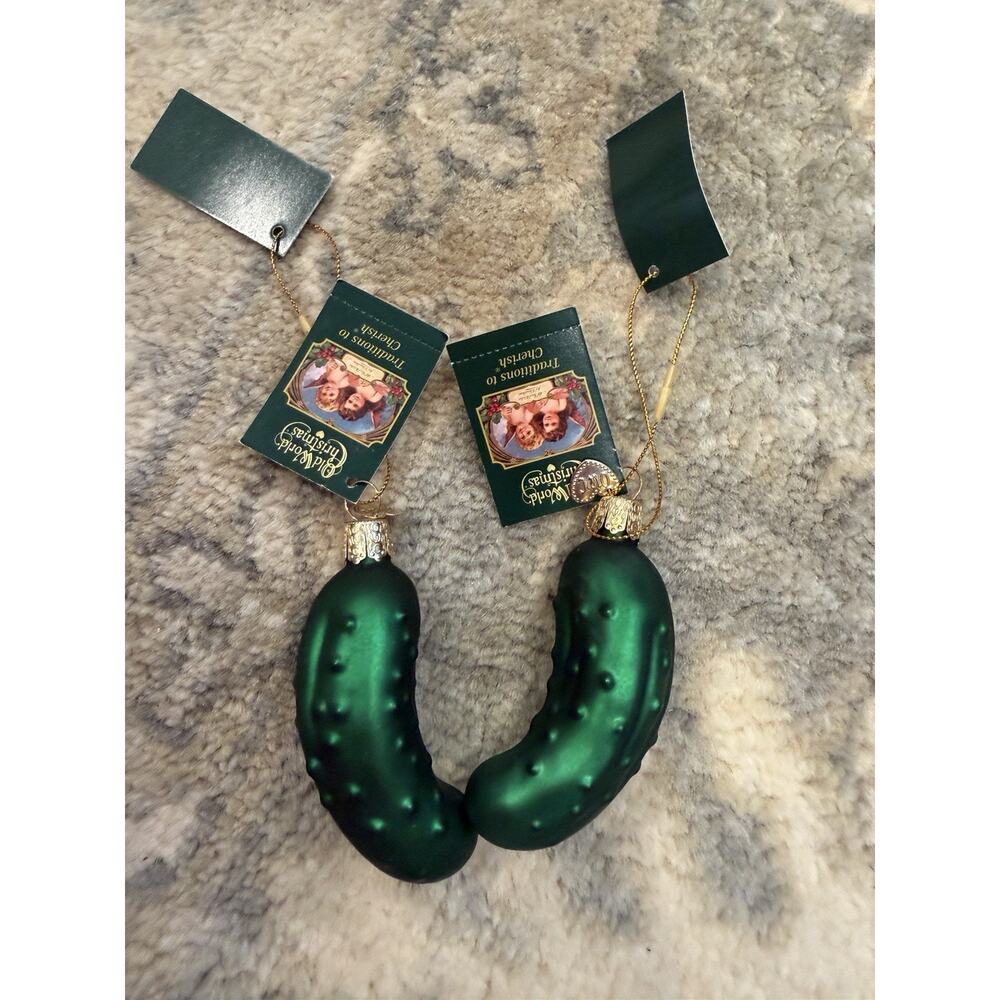 Old World Christmas Glass Pickle Ornaments (2) NWT